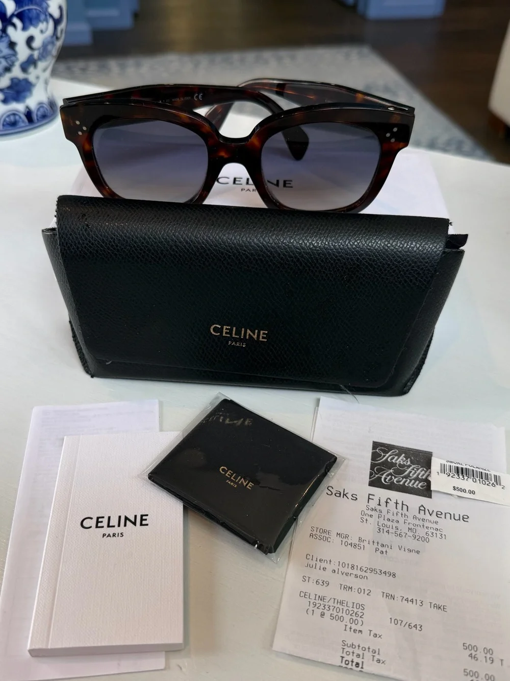 Céline Sunglasses Tortoise Polarized Brown Lenses with Case, Box + Original Tags
